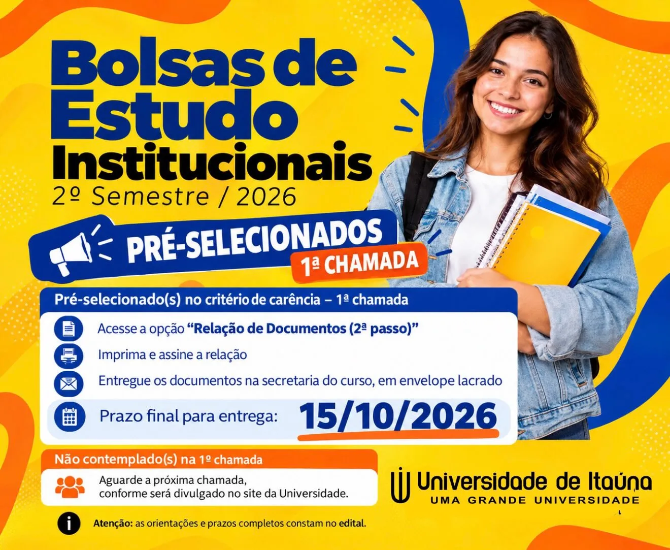 Bolsas de Estudo Institucionais – 1ª Chamada