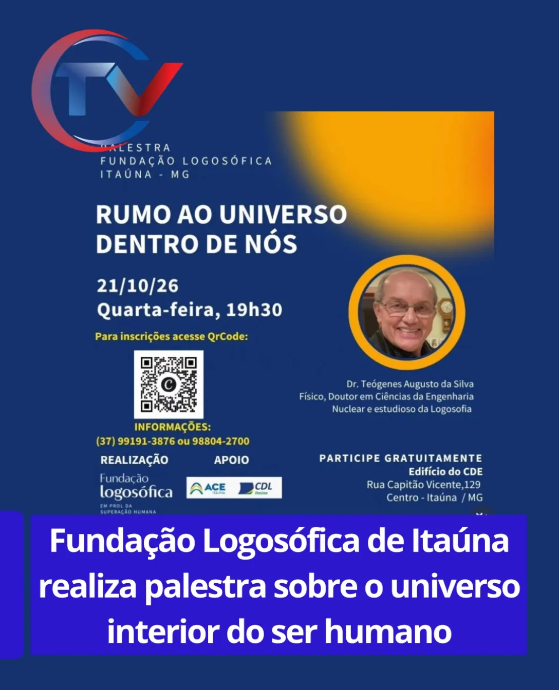 Palestra "Rumo ao Universo Dentro de Nós" no Centro