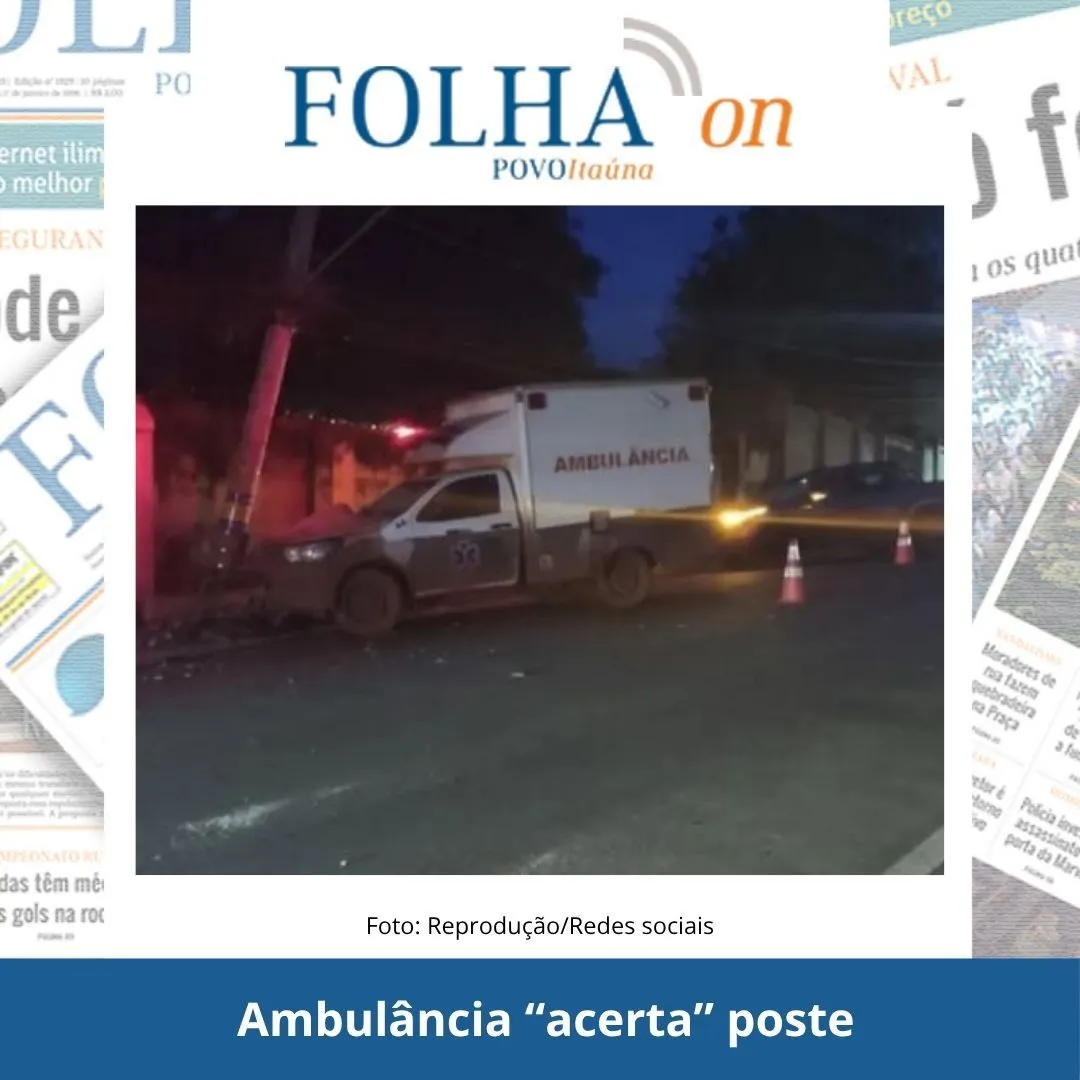 Ambulância de mineradora colide em poste perto do Hospital Manoel Gonçalves