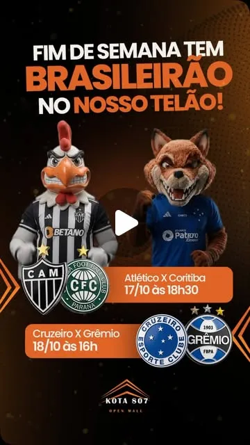 Brasileirão no telão do Kota 807 neste fim de semana