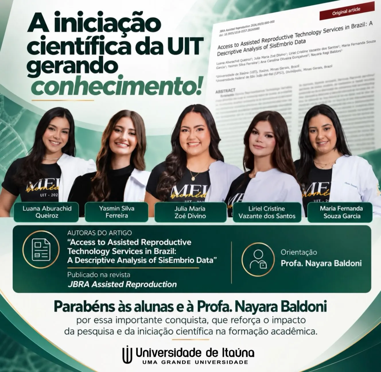Alunas da UIT publicam artigo em revista científica