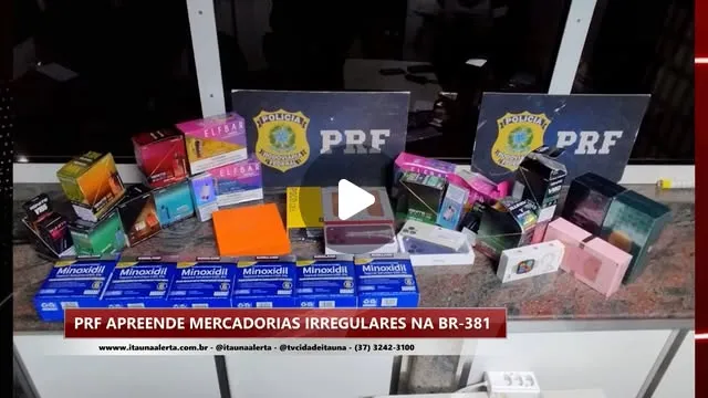 PRF apreende mercadorias na BR-381, Itatiaiuçu
