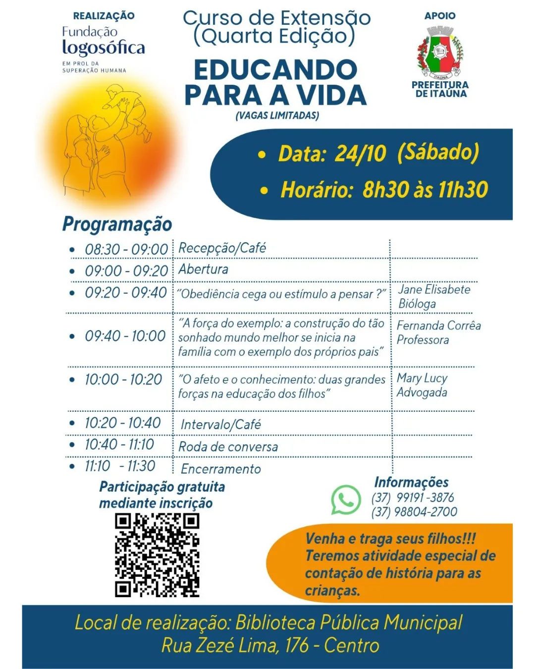 Fundação Logosófica de Itaúna realiza quarta edição do curso “Educando para a Vida” neste sábado