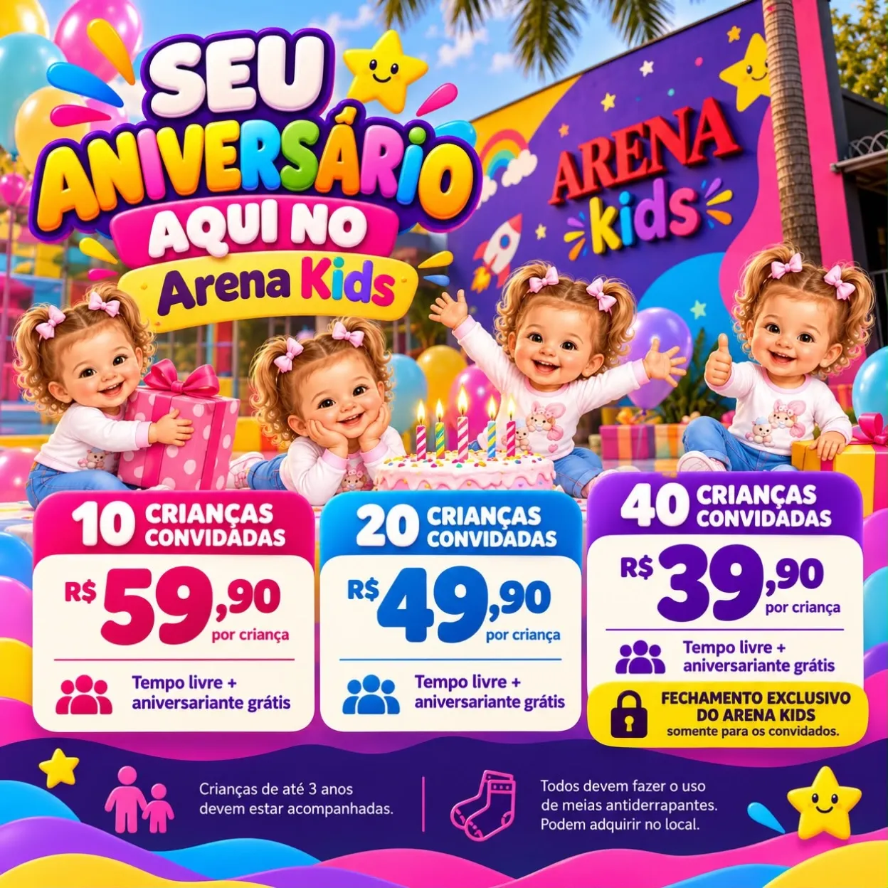 Festa de aniversário infantil no Arena Kids