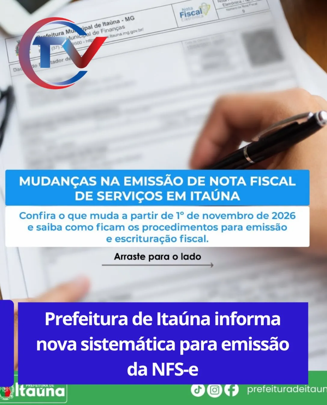 Itaúna: NFS-e passa a ser emitida pelo Portal Nacional em novembro