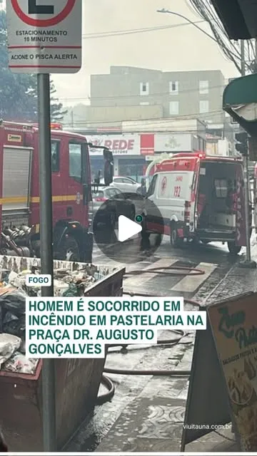Incêndio em pastelaria no Centro deixa homem ferido