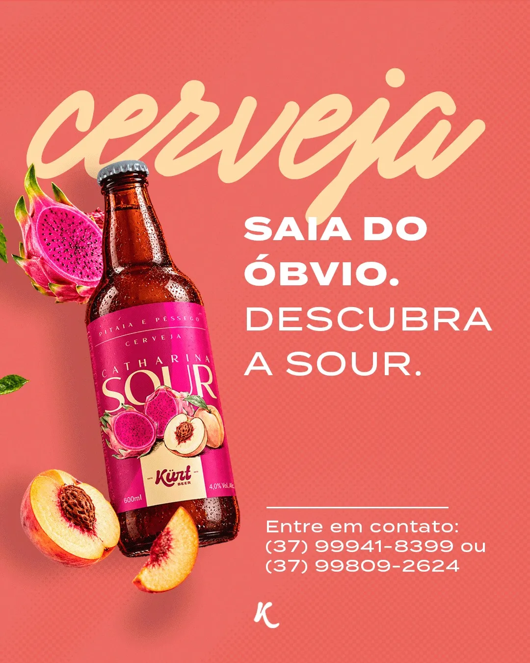 Cerveja artesanal Catharina Sour de pitaia e pêssego