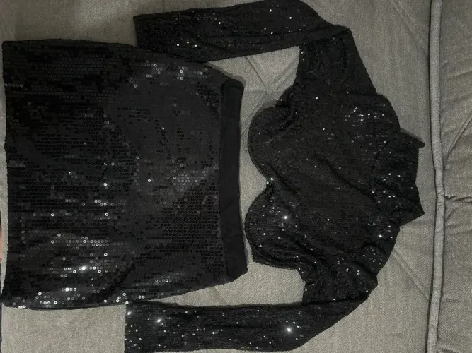 Conjunto em paetê preto