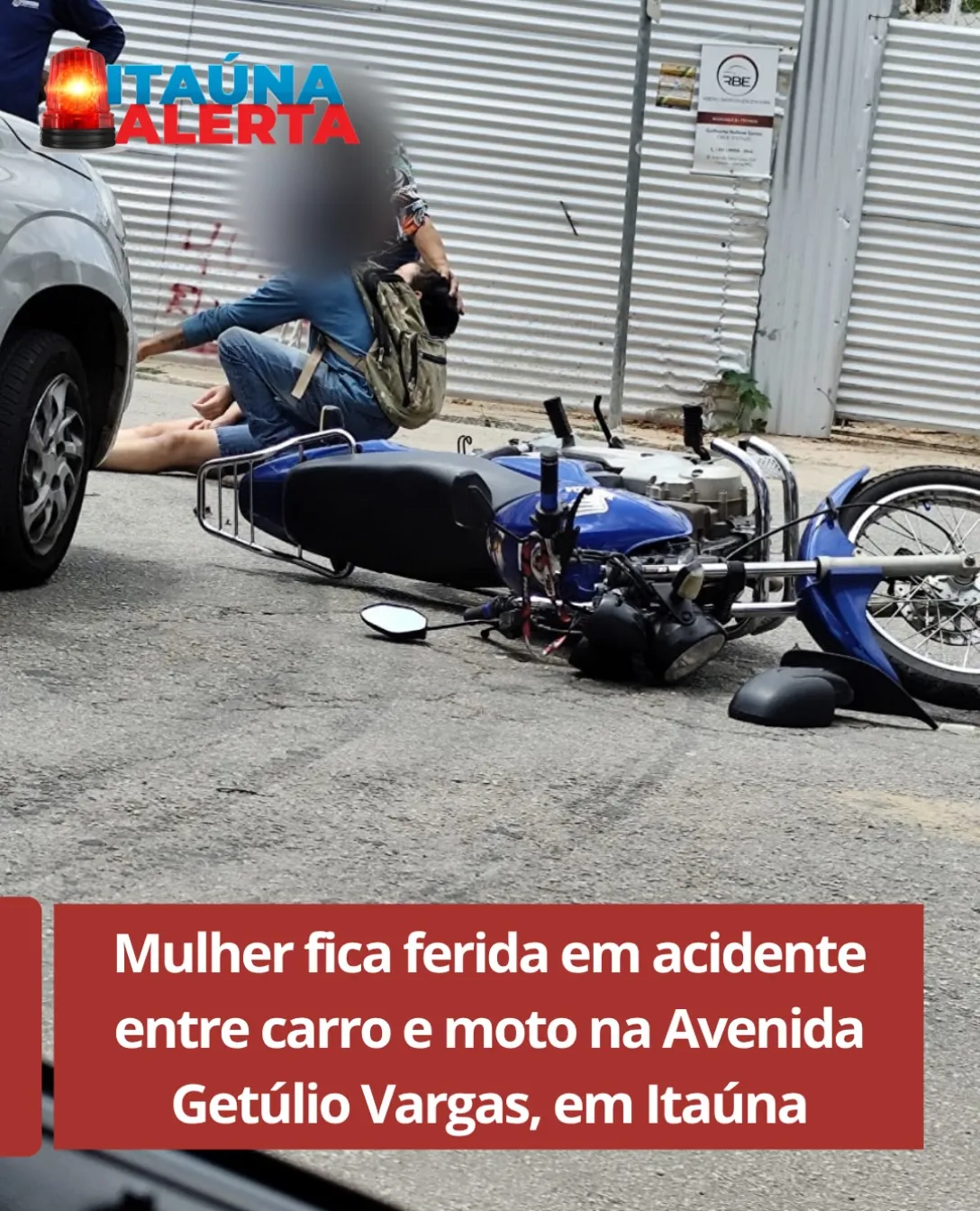 Acidente entre carro e moto na Avenida Getúlio Vargas