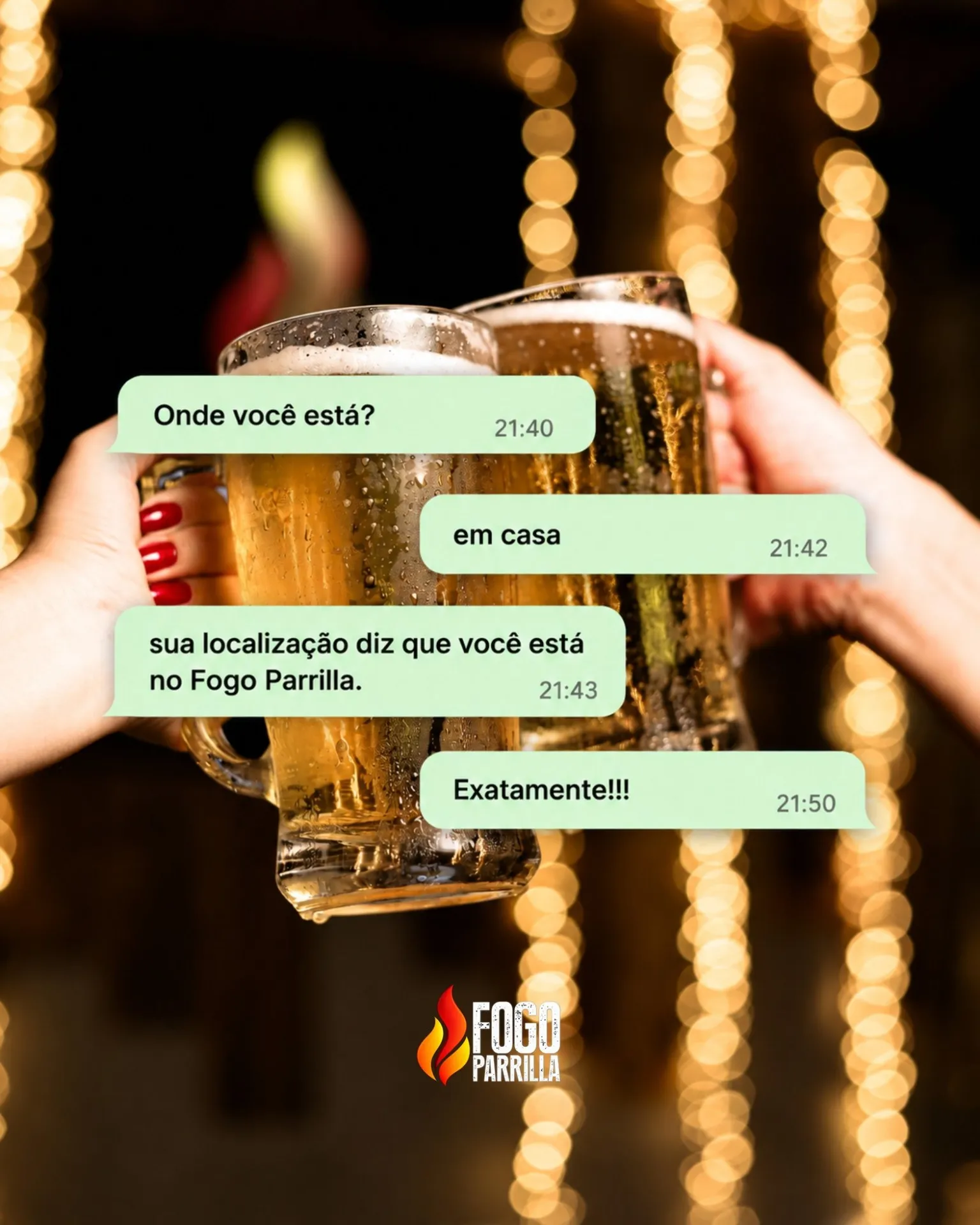 Chopp em dobro no Fogo Parrilla de quarta a sexta