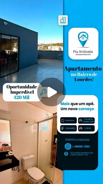 Cobertura duplex 160 m² com 3 quartos à venda no Bairro de Lourdes