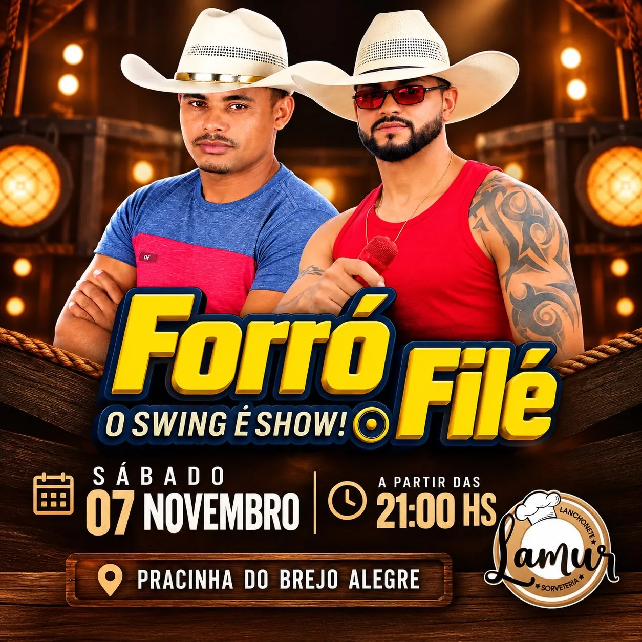 Forró Filé na Pracinha do Brejo Alegre, sábado 7 de novembro
