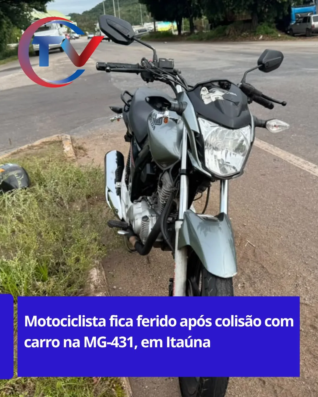 Motociclista fica ferido em colisão na MG-431, no trevo de Itaúna