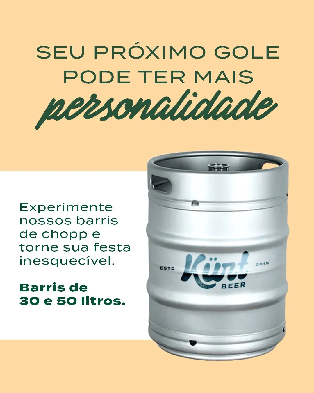 Kurt Beer: barril de chope 30 e 50 litros para eventos