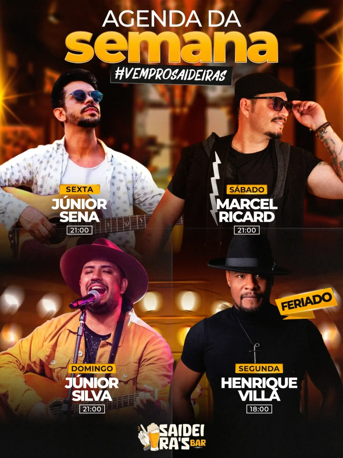 Música ao vivo no Saideira's Bar – Feriadão