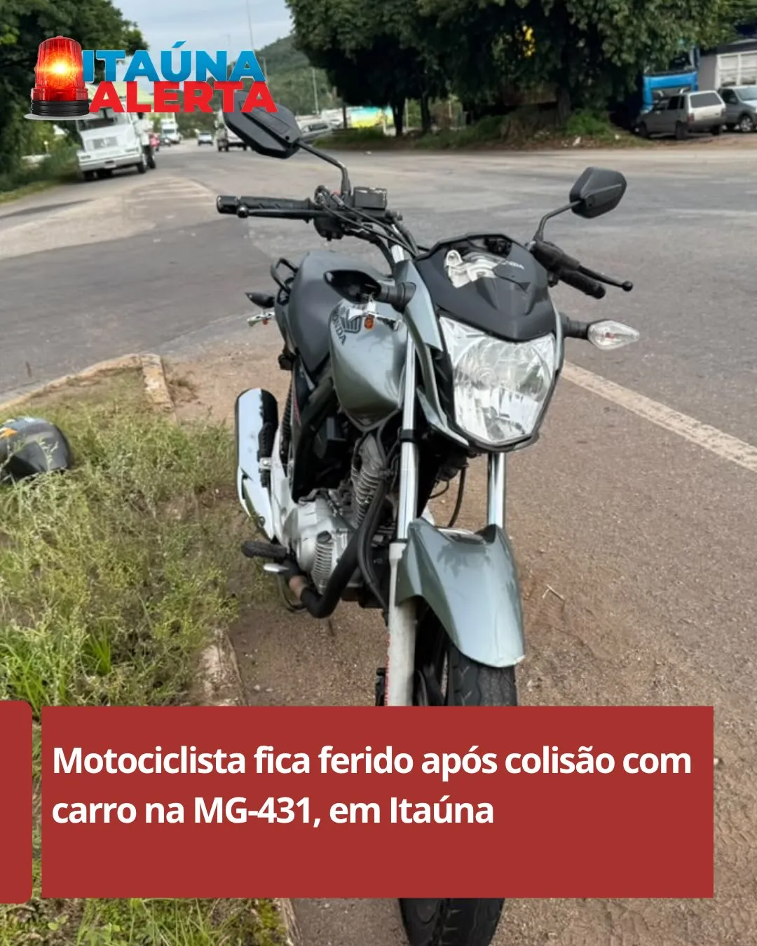 Acidente na MG-431, trevo de Itaúna: motociclista ferido