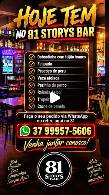 Jantar com comida caseira no 81 Storys Bar