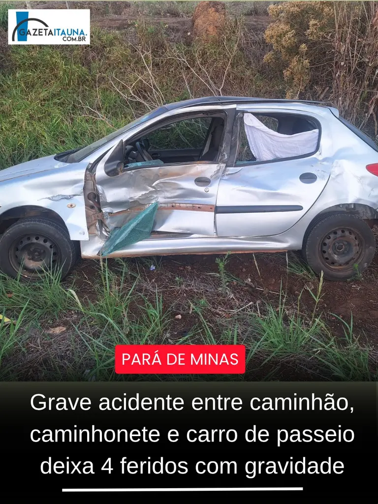 Acidente grave na MG-431 em Pará de Minas deixa 4 feridos