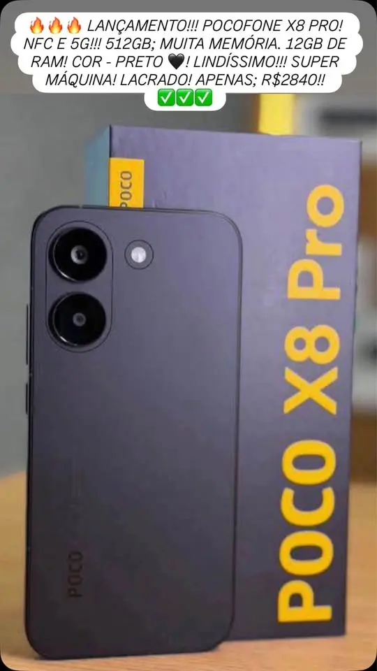 Poco Fone X8 Pro 512/12 novo e lacrado — Ville Imports