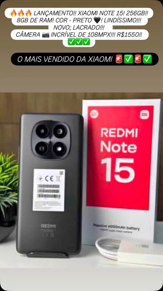 Xiaomi Note 15 256GB novo e lacrado — Ville Imports