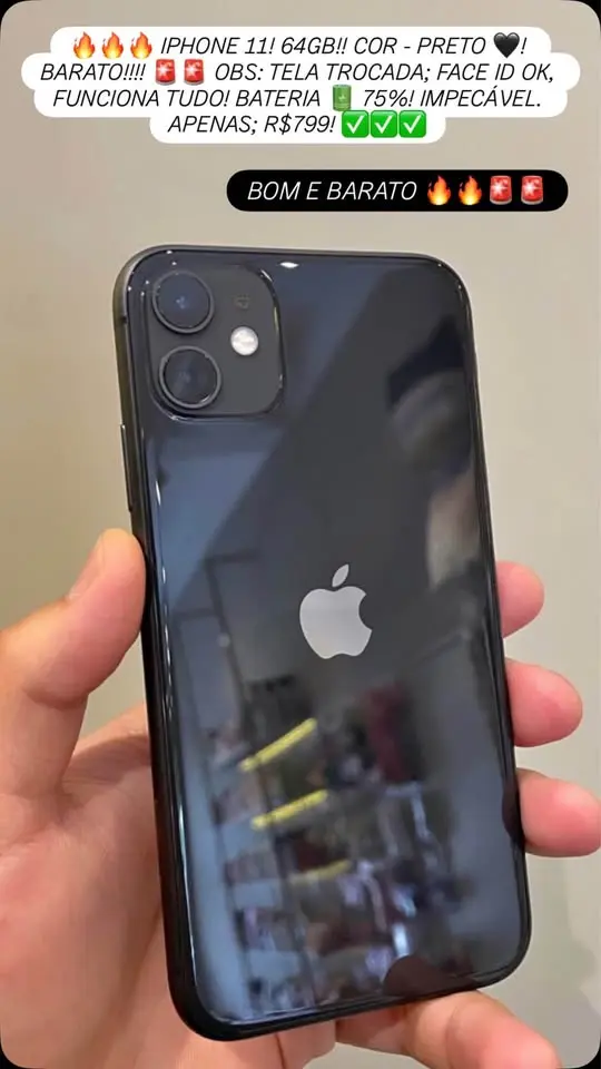 iPhone 11 64GB preto seminovo com garantia da loja