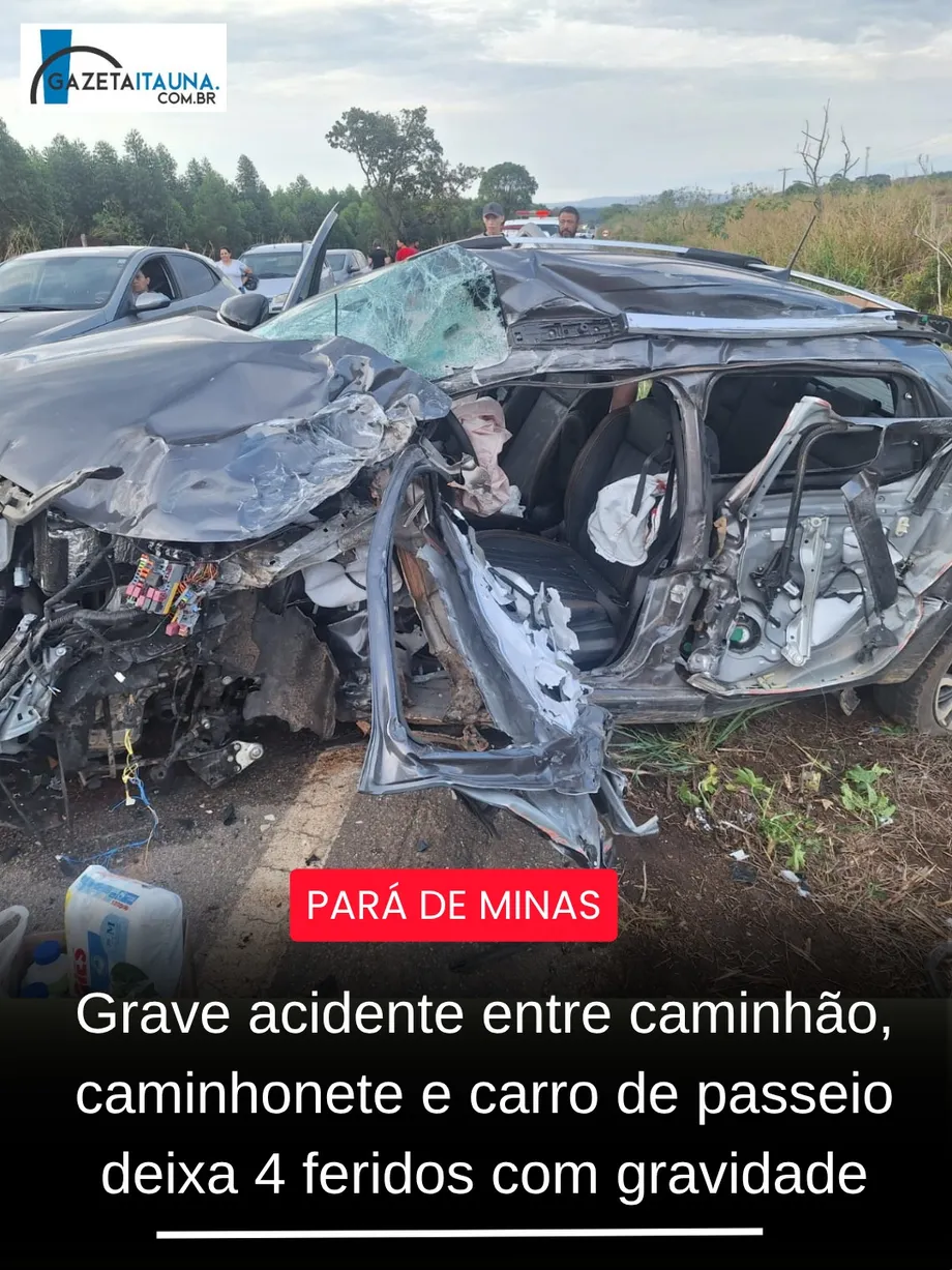 Acidente grave na MG-431 em Pará de Minas deixa 4 feridos