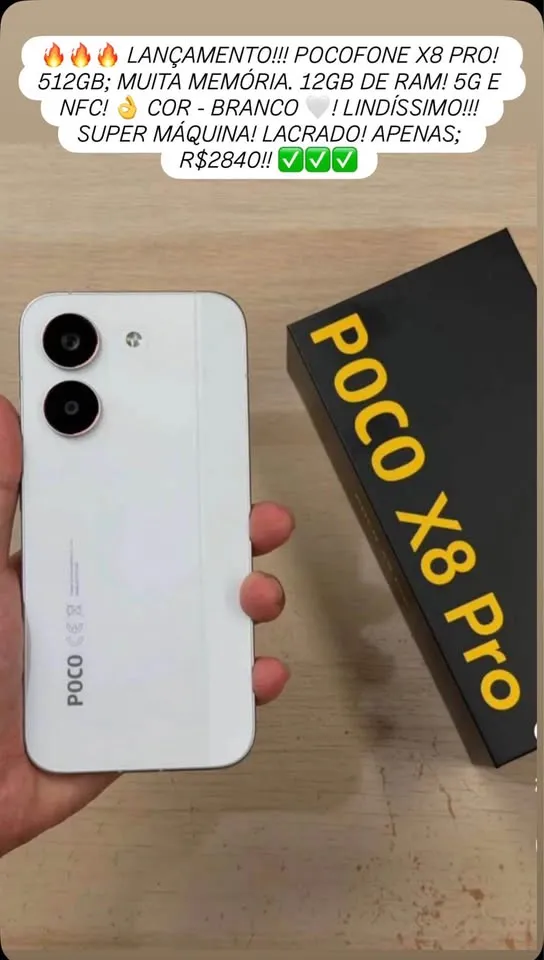 Poco Fone X8 Pro 512/12 novo e lacrado — Ville Imports