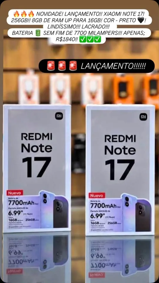 Xiaomi Note 17 256GB novo e lacrado — Ville Imports