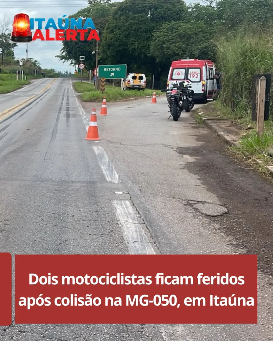 Acidente entre duas motos deixa dois jovens feridos na MG-050