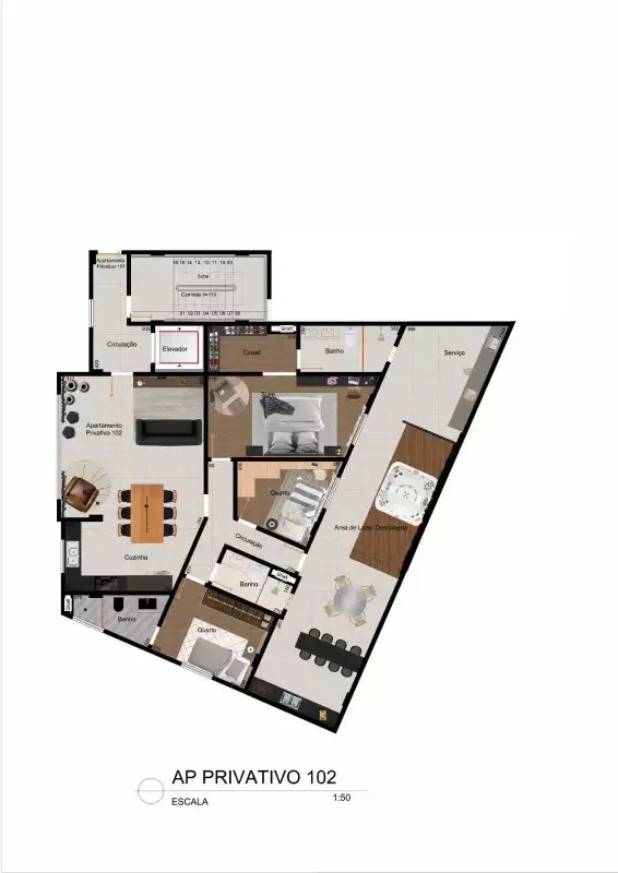 Apartamento com área à venda no Cerqueira Lima