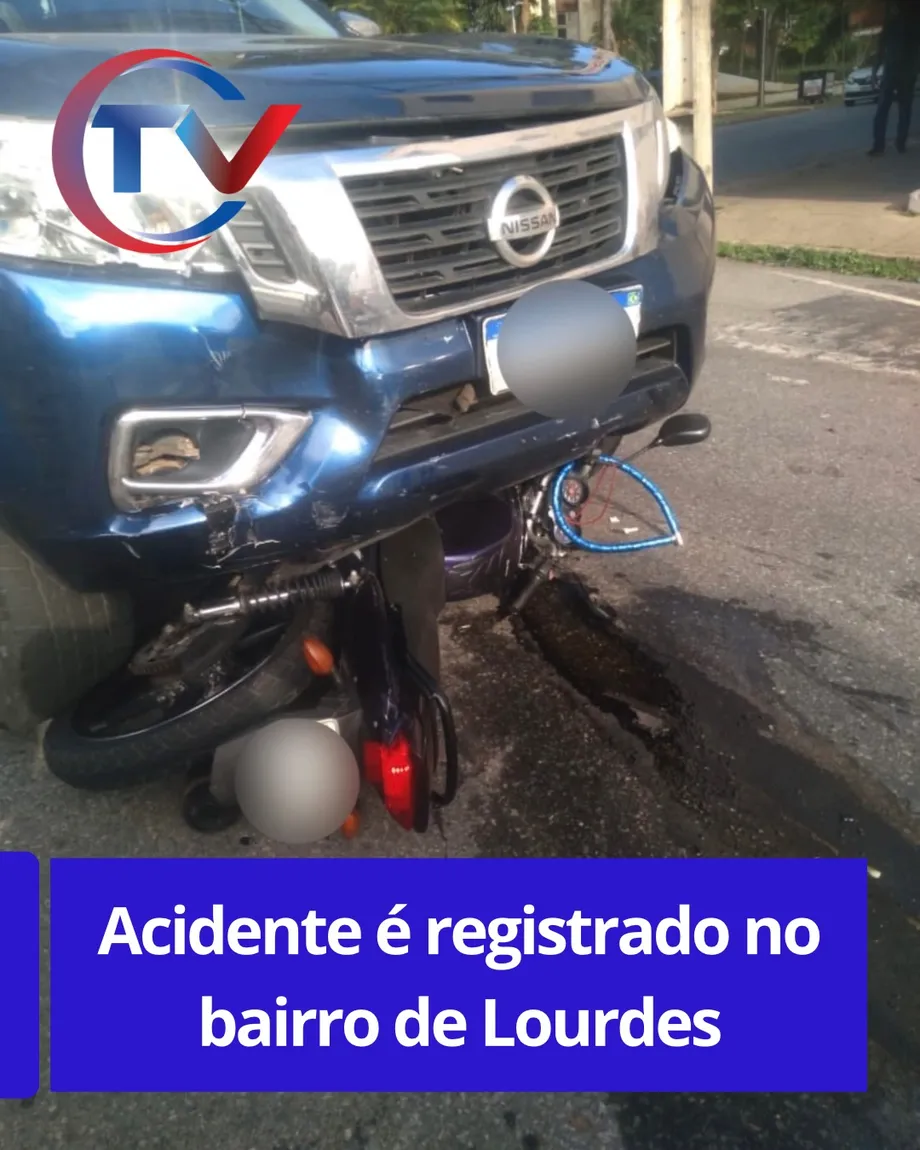 Acidente entre caminhonete e moto deixa motociclista ferido no bairro Lourdes