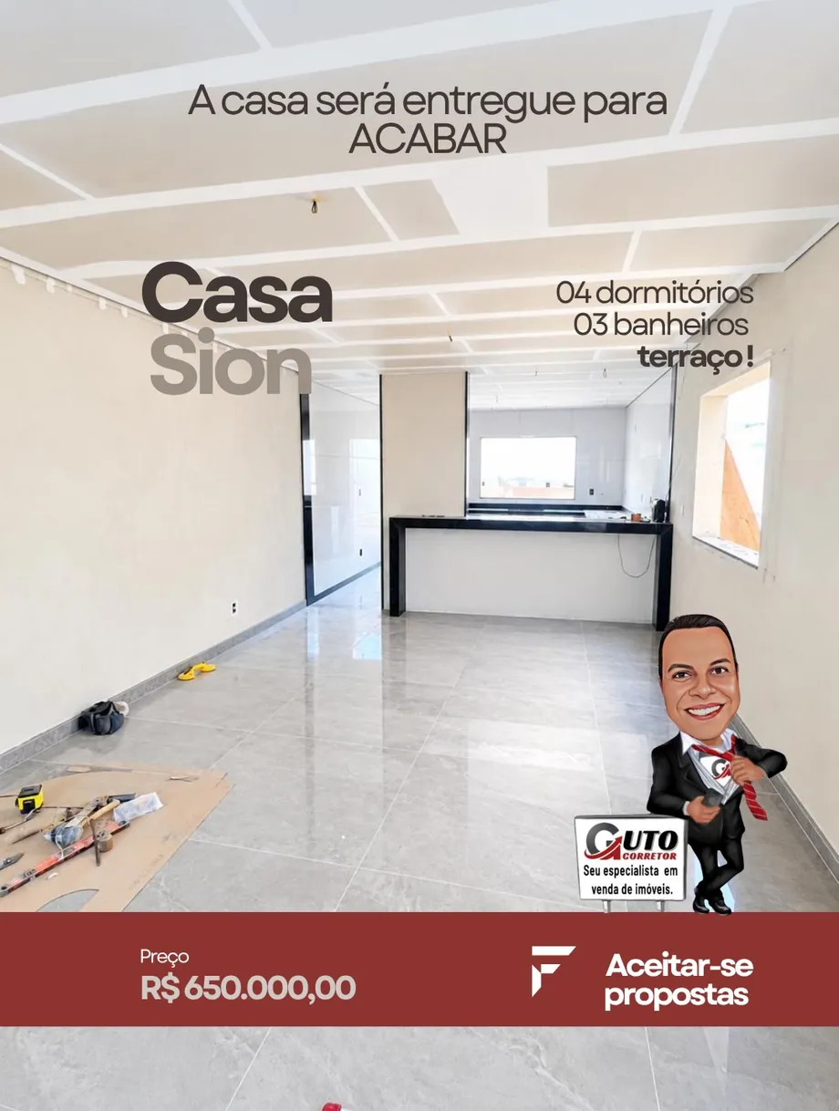 Casa semiacabada à venda no bairro Sion