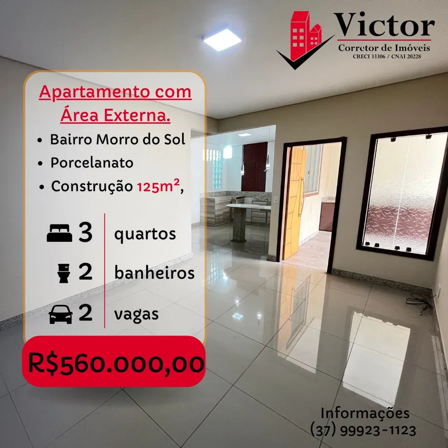 Apartamento 3 quartos com suíte no Morro do Sol