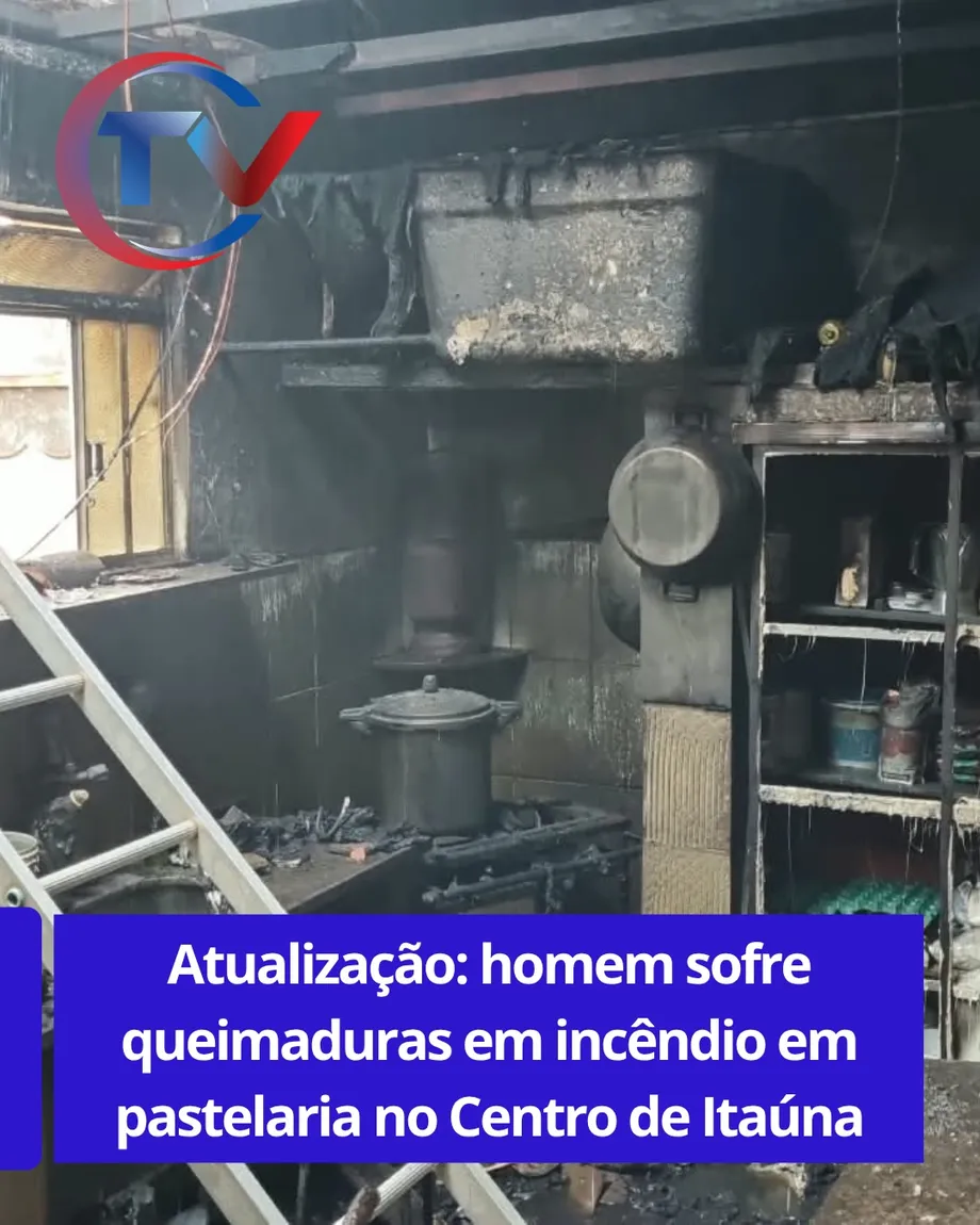 Incêndio atinge pastelaria no Centro e deixa homem ferido