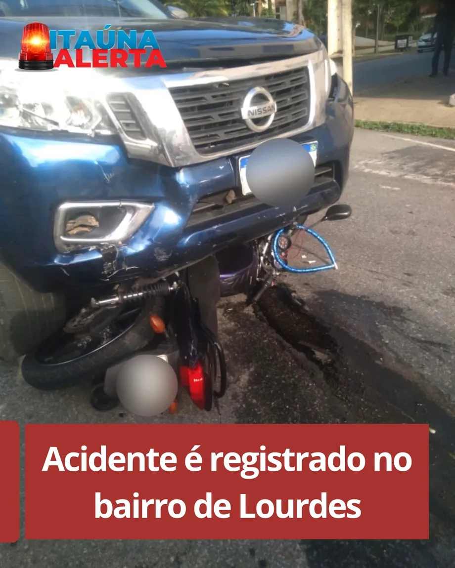 Acidente entre caminhonete e moto no bairro Lourdes deixa motociclista ferido