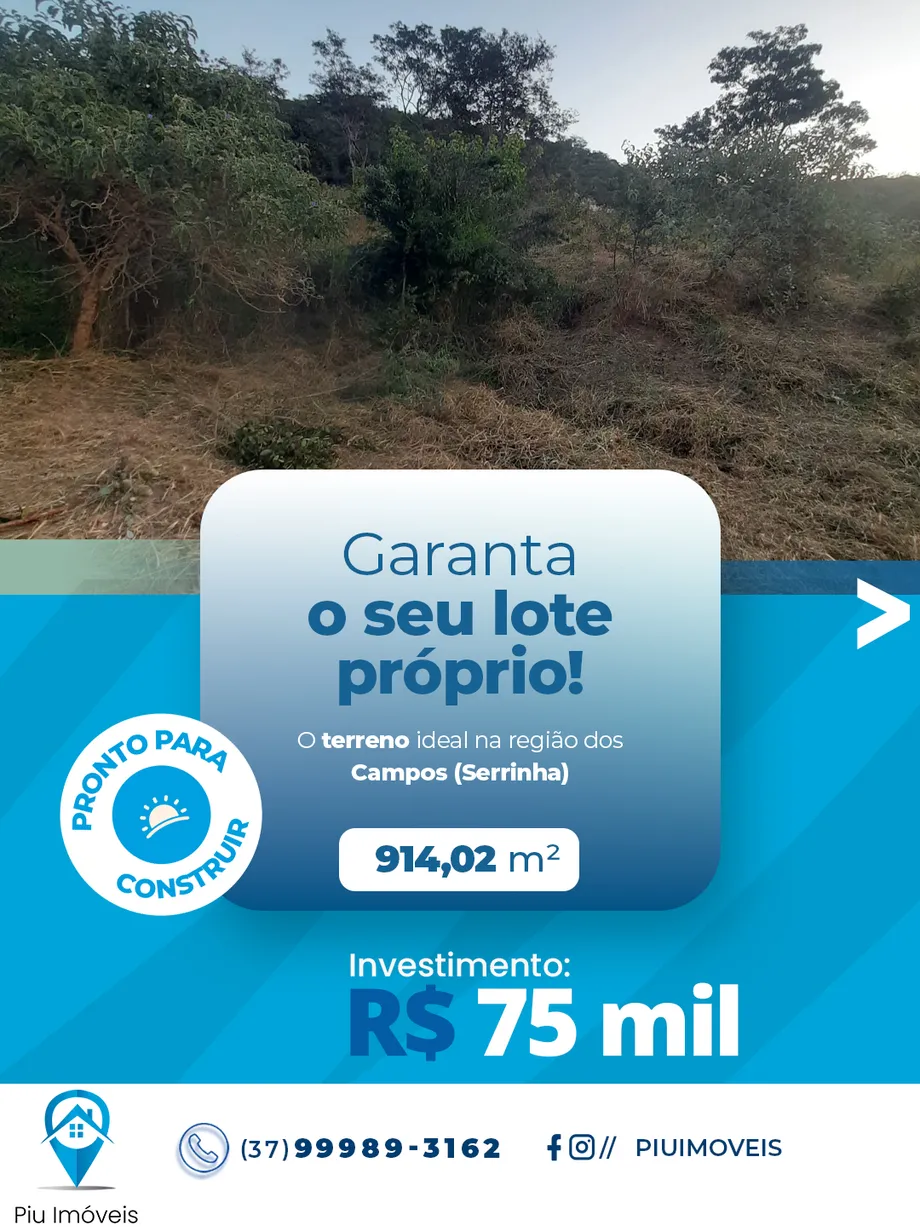 Terreno 914 m² na Serrinha, região dos Campos