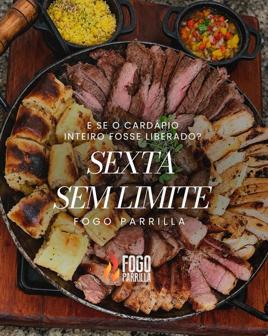 Sexta Sem Limite no Fogo Parrilla – Comida e bebida liberada