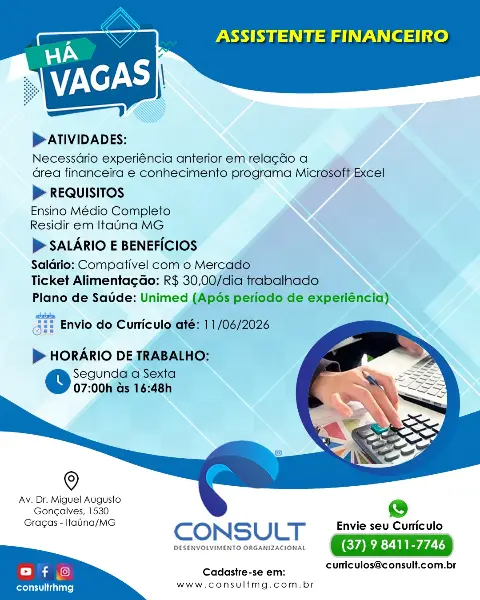 📊💼 Oportunidade de Emprego – Assistente Financeiro 💼📊