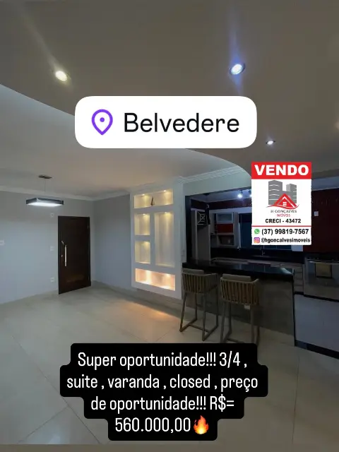 Apartamento 3 quartos com suíte no Belvedere