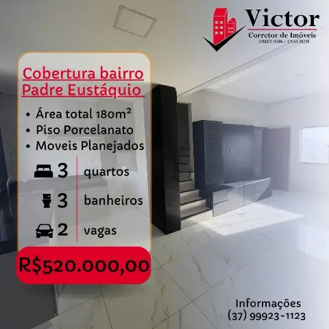 Cobertura 3 quartos à venda no Padre Eustáquio