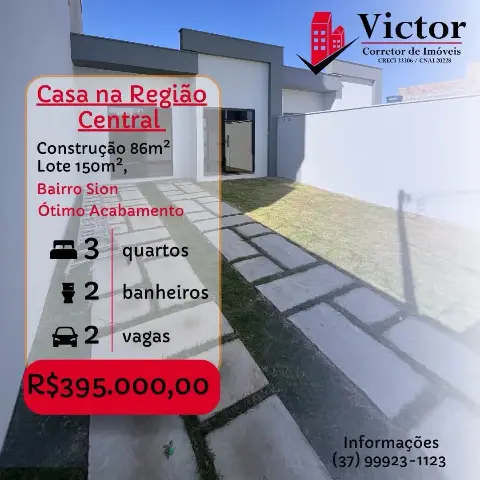 Casa 3 quartos à venda no bairro Sion, 86 m2