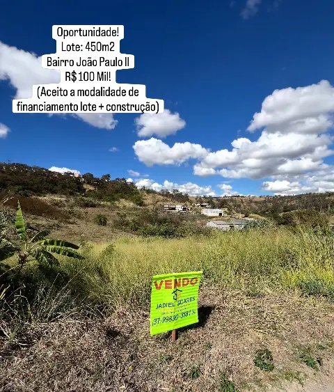 Lote de 450 m² à venda no bairro João Paulo II