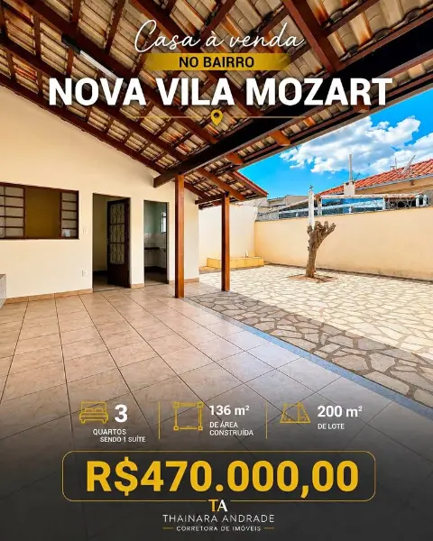 Casa 3 quartos à venda no Nova Vila Mozart