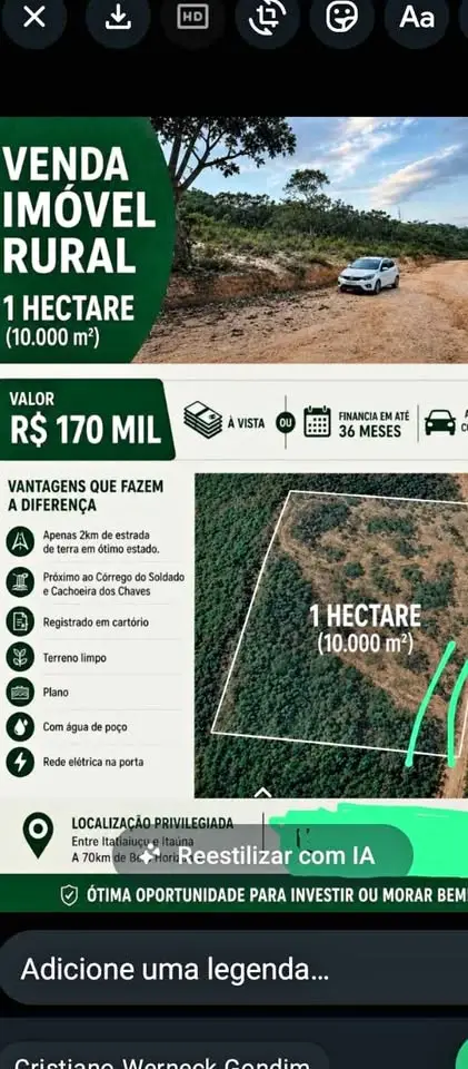 Terreno 10.000 m² na divisa de Itaúna e Itatiaiuçu