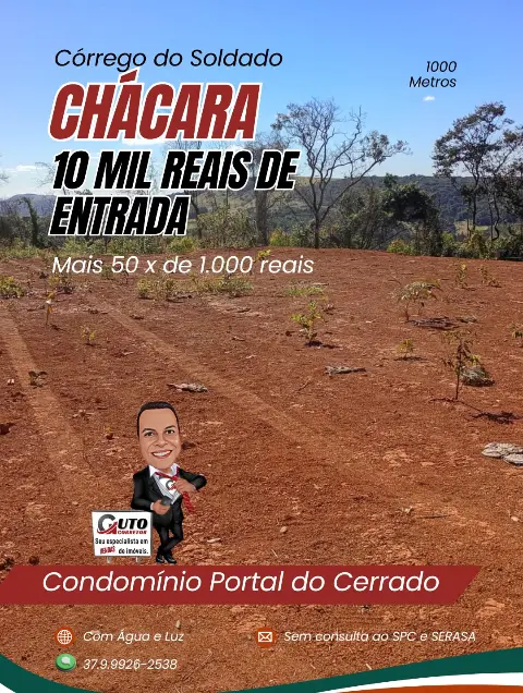 Chácara 1000m2 no Córrego do Soldado - R$ 60.000