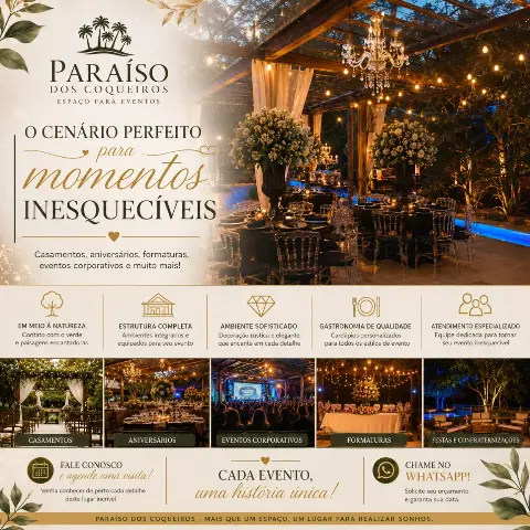 Espaço para eventos no Paraíso dos Coqueiros