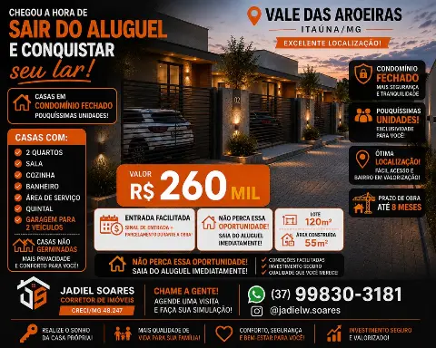 Casa 2 quartos em condomínio – Vale das Aroeiras