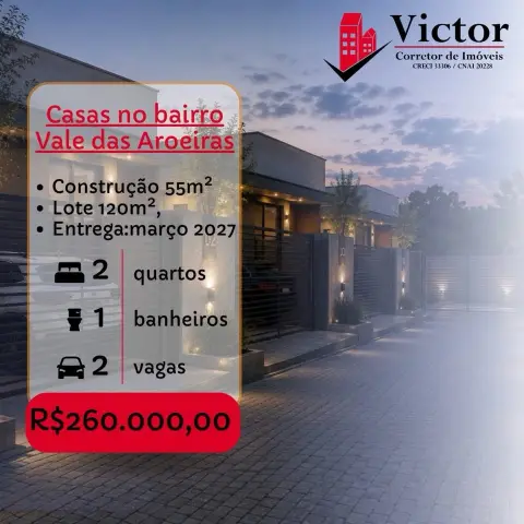 Casa 2 quartos em construção no Vale das Aroeiras