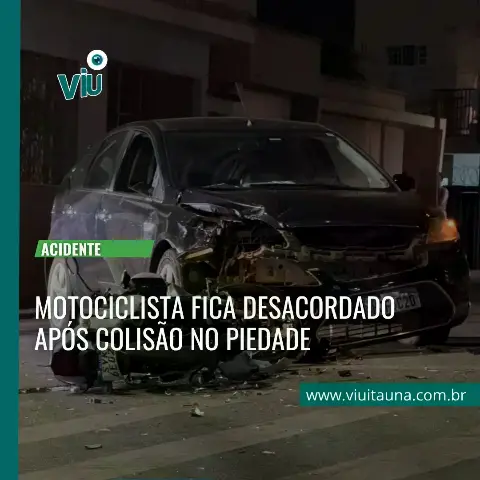 Motociclista desacordado após colisão no Piedade
