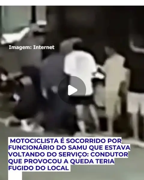 Motociclista socorrido por funcionário do SAMU no Aeroporto